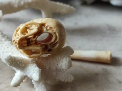 画像16: 【店主コレクション放出品10】ネックレス/根付用着脱可能頚椎付（3×1.6mm楕円穴）髑髏【好々爺頚椎付髑髏根付】牙製 髑髏作家服部・髑髏根付・提げ物・彫刻・その他髑髏作品