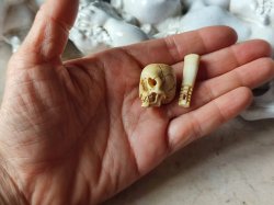 画像26: 【店主コレクション放出品10】ネックレス/根付用着脱可能頚椎付（3×1.6mm楕円穴）髑髏【好々爺頚椎付髑髏根付】牙製 髑髏作家服部・髑髏根付・提げ物・彫刻・その他髑髏作品