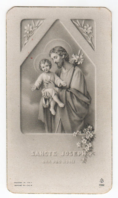 【白黒】【幼子イエスを抱く聖ヨセフ】イタリア・アンティーク＆ヴィンテージホーリーカード