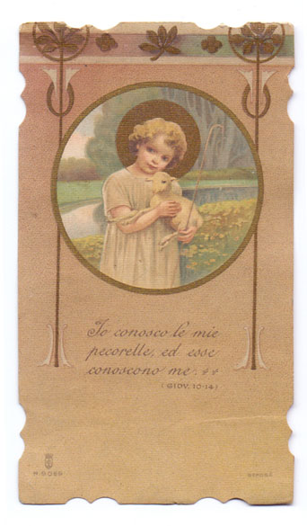 【子羊を抱く幼子イエス】【1910年】イタリア・アンティーク＆ヴィンテージホーリーカード