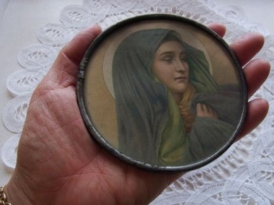 画像2: 【円形額入りご絵】【悲しみの聖母（親指の聖母）】イタリア・アンティーク＆ヴィンテージ聖品