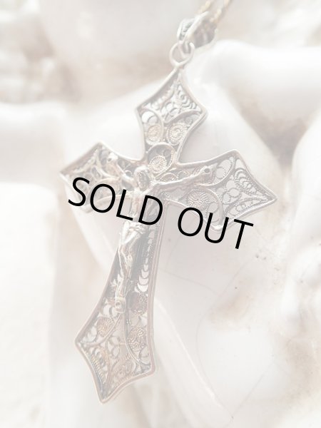 画像2: 【シルバー800製】【フィリグリークロス】イタリア・アンティーク&ヴィンテージクロス (2)