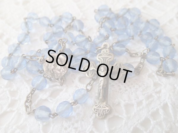 画像4: 【青色透明カットグラス珠】【クロスボトニー】イタリア・アンティーク＆ヴィンテージロザリオ (4)