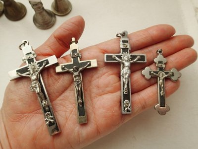 画像1: 【聖職者用キリスト磔刑十字架クルシフィクス】イタリア・アンティーク＆ヴィンテージクロス