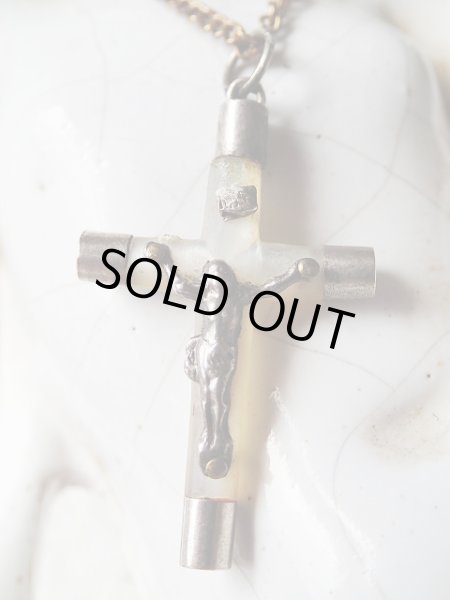 画像2: 【白蝶貝先端メタルパーツ】【ロザリオ用クロス】イタリア・アンティーク＆ヴィンテージクロス (2)