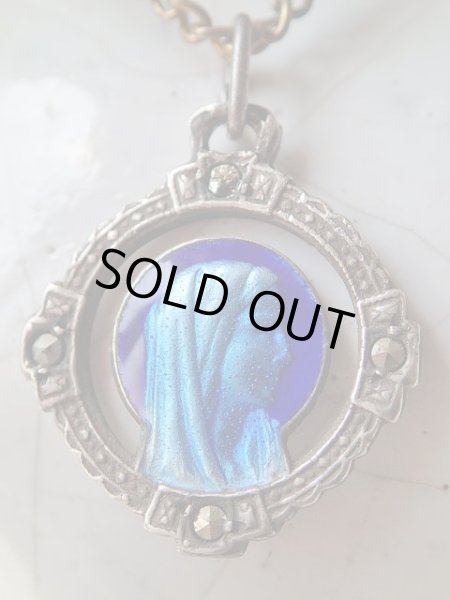 画像2: 【円環透かしブルーエナメルマルカジット留め】【ルルドの聖母】フランス・アンティーク＆ヴィンテージメダイ (2)