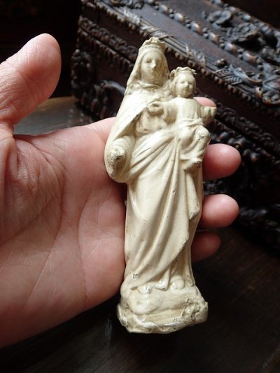 画像2: 【象牙風石膏聖母子像】【小祭壇用聖像】フランス・アンティーク＆ヴィンテージ聖品