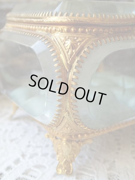 画像4: 【5面ベベルガラスオルモル装飾枠シルククッション敷ボックス】フランス・アンティーク＆ヴィンテージボックス (4)