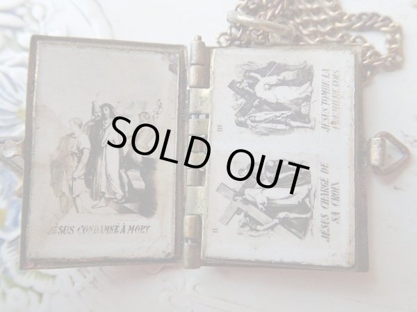 画像5: 【十字架の道行き青エナメル表紙】【ブック型チャーム】フランス・アンティーク＆ヴィンテージ聖品 (5)