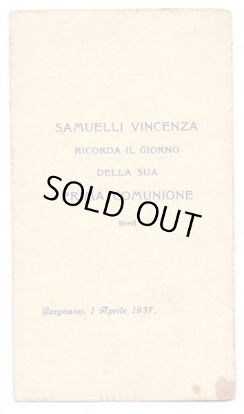画像2:  【セピアカラー写真風】【聖体拝領キリストと少女音楽を奏でる天使】【1937年】イタリア・アンティーク＆ヴィンテージホーリーカード (2)