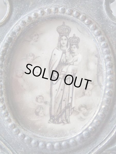 画像5: 【ロココ調装飾枠額装セピアカラーミニご絵】【聖母子とプッティたち】イタリア・アンティーク＆ヴィンテージ聖品 (5)