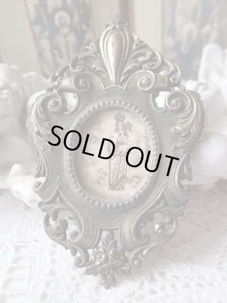 画像2: 【ロココ調装飾枠額装セピアカラーミニご絵】【聖母子とプッティたち】イタリア・アンティーク＆ヴィンテージ聖品 (2)