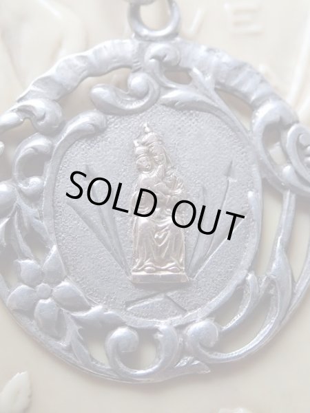 画像5: 【花植物透かし模様】【シルバー製聖母子金鍍金】フランス・アンティーク＆ヴィンテージ聖品 (5)