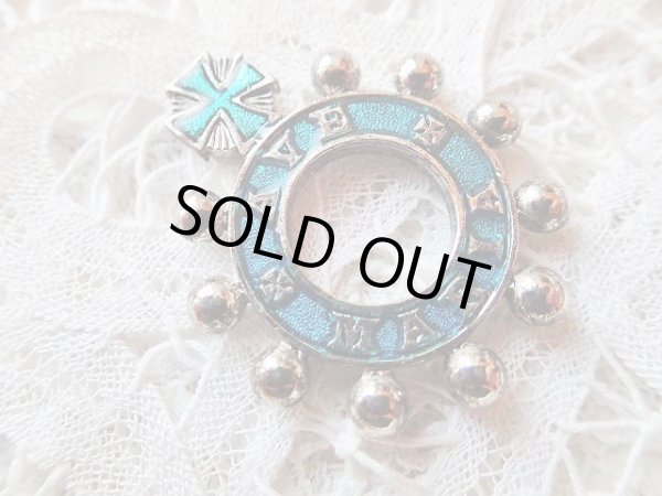 画像4: 【指ロザリオ】【ブルーエナメル】【ルルドの聖母アヴェマリア】フランス・アンティーク＆ヴィンテージロザリオ (4)