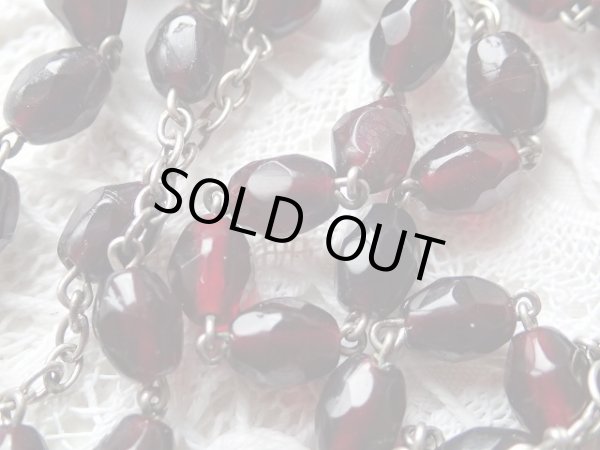 画像6: 【柘榴色カットガラス珠】【シルバー透かしクロスとセンターメダイ】フランス・アンティーク＆ヴィンテージロザリオ (6)