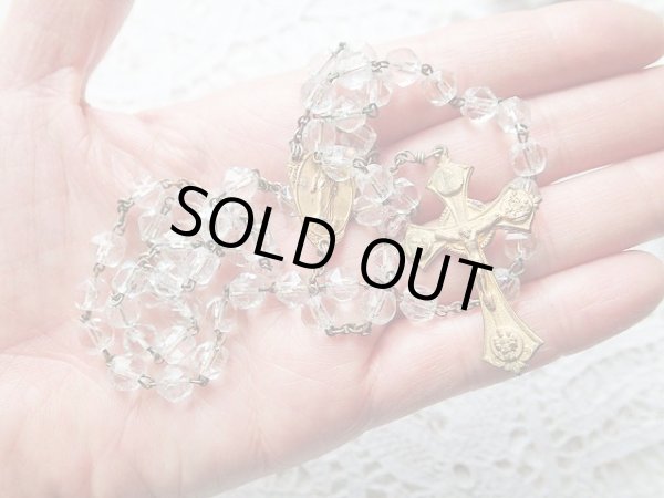 画像9: 【クリアカットガラス珠】【４ＷＡＹクロスと無原罪の聖母イエスの御心センターメダイ】イタリア・アンティーク＆ヴィンテージロザリオ (9)