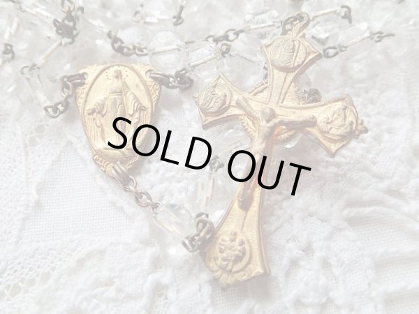 画像5: 【クリアカットガラス珠】【４ＷＡＹクロスと無原罪の聖母イエスの御心センターメダイ】イタリア・アンティーク＆ヴィンテージロザリオ (5)