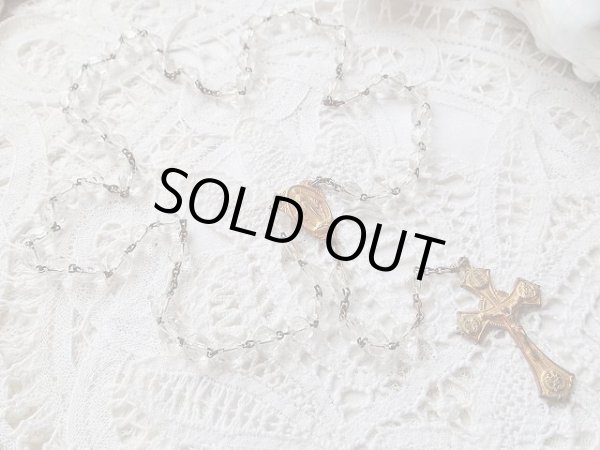 画像3: 【クリアカットガラス珠】【４ＷＡＹクロスと無原罪の聖母イエスの御心センターメダイ】イタリア・アンティーク＆ヴィンテージロザリオ (3)