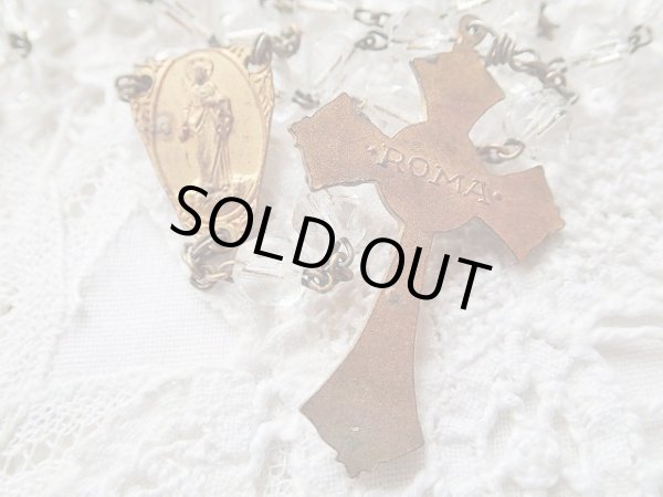 画像6: 【クリアカットガラス珠】【４ＷＡＹクロスと無原罪の聖母イエスの御心センターメダイ】イタリア・アンティーク＆ヴィンテージロザリオ (6)