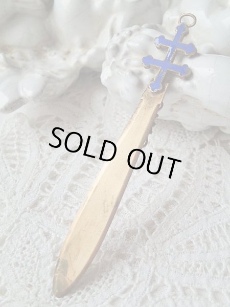 画像2: 【ブルーエナメルロレーヌ十字】【ブックマーク兼ペーパーナイフ】フランス・アンティーク＆ヴィンテージ品 (2)