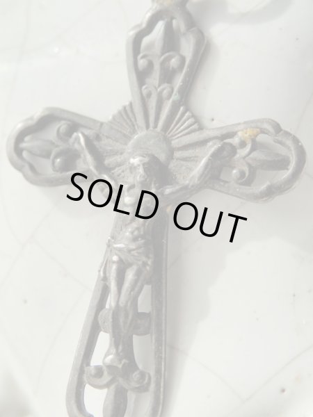 画像4: 【シルバー製透かしワーク百合紋装飾】【ロザリオ用クロス】フランス・アンティーク＆ヴィンテージクロス (4)