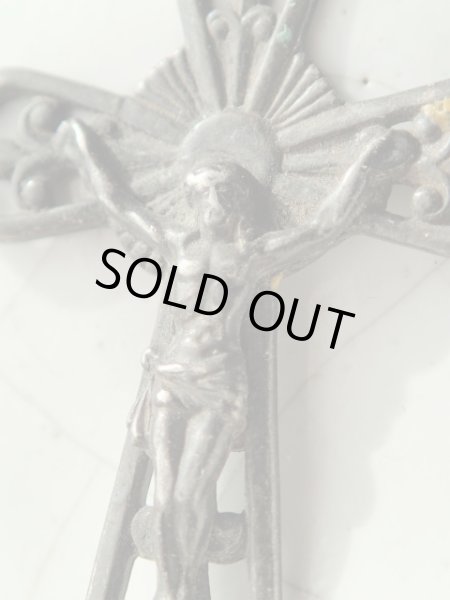 画像5: 【シルバー製透かしワーク百合紋装飾】【ロザリオ用クロス】フランス・アンティーク＆ヴィンテージクロス (5)