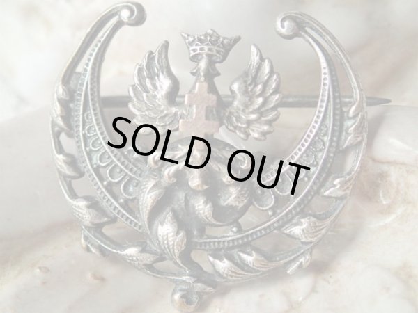 画像4: 【王冠鷲とロレーヌ十字】【半月型透かし装飾ブローチ】フランス・アンティーク＆ヴィンテージ聖品 (4)