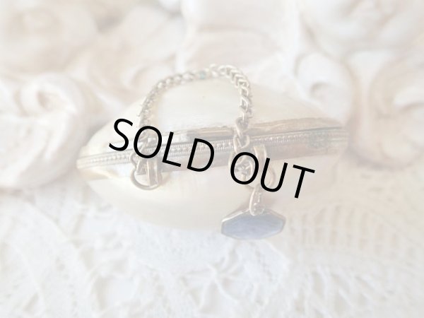 画像7: 【白蝶貝製卵型ロザリオケース】【チェーンとブルーエナメルメダイ付】フランス・アンティーク＆ヴィンテージ聖品 (7)