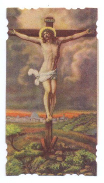 画像1: 【イエスキリストの磔刑】イタリア・アンティーク＆ヴィンテージホーリーカード (1)