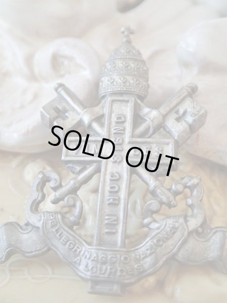 画像4: 【聖地ルルド巡礼記念】【教皇紋章ブローチ】イタリア・アンティーク＆ヴィンテージ聖品 (4)