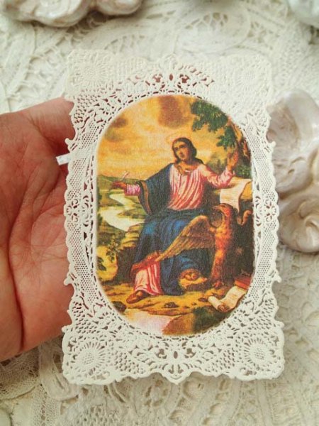 画像4: 【カニヴェ】【12使徒福音記者ヨハネとシンボルの鷲】イタリア・ヴィンテージホーリーカード (4)