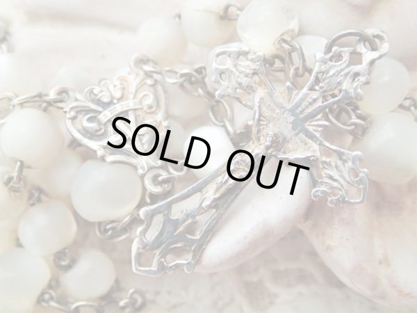 画像6: 【白蝶貝大珠】【シルバー】【透かしクロスとアールヌーヴォー装飾センターメダイ】フランス・アンティーク＆ヴィンテージロザリオ (6)