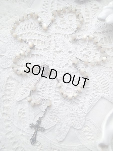 画像4: 【白蝶貝大珠】【シルバー】【透かしクロスとアールヌーヴォー装飾センターメダイ】フランス・アンティーク＆ヴィンテージロザリオ (4)