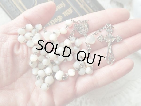 画像10: 【白蝶貝大珠】【シルバー】【透かしクロスとアールヌーヴォー装飾センターメダイ】フランス・アンティーク＆ヴィンテージロザリオ (10)