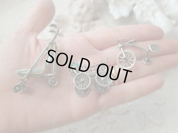 画像8: 【シルバー800製ミニチュアのりもの】【ベビーカー２】イタリア・アンティーク＆ヴィンテージ品 (8)