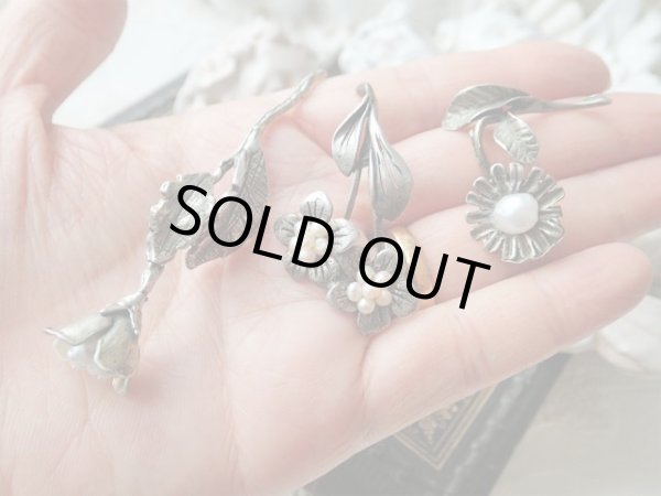 画像9: 【シルバー800製ミニチュア動植物】【お花2】【淡水シードパール】イタリア・アンティーク＆ヴィンテージ品 (9)