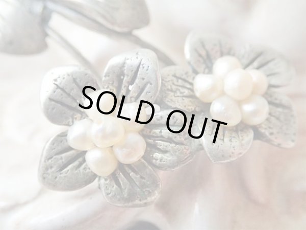 画像2: 【シルバー800製ミニチュア動植物】【お花2】【淡水シードパール】イタリア・アンティーク＆ヴィンテージ品 (2)