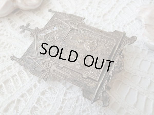 画像12: 【ゴシック聖堂ファサード風観音開き小祭壇スタンド】【イエスの御心聖母の御心】【ラゲの聖母】フランス・アンティーク＆ヴィンテージ聖品 (12)