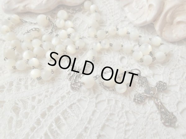 画像6: 【白蝶貝大珠】【シルバー】【透かしクロスと透かし聖母モノグラムセンターメダイ】フランス・アンティーク＆ヴィンテージロザリオ (6)