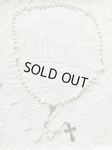 画像4: 【白蝶貝大珠】【シルバー】【透かしクロスと透かし聖母モノグラムセンターメダイ】フランス・アンティーク＆ヴィンテージロザリオ (4)