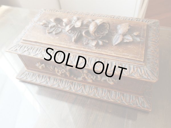 画像3: 【ブラックフォレストスタイル立体花彫刻木製ジュエリーボックス】【1900年初期】フランス・アンティーク＆ヴィンテージ品 (3)