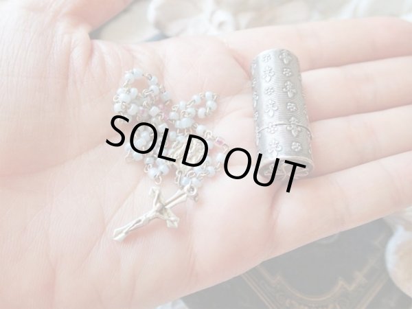 画像15: 【四葉のクローバー蓋フルールドリス文様ミニケース】【ミニロザリオ入り】フランス・アンティーク＆ヴィンテージ聖品 (15)