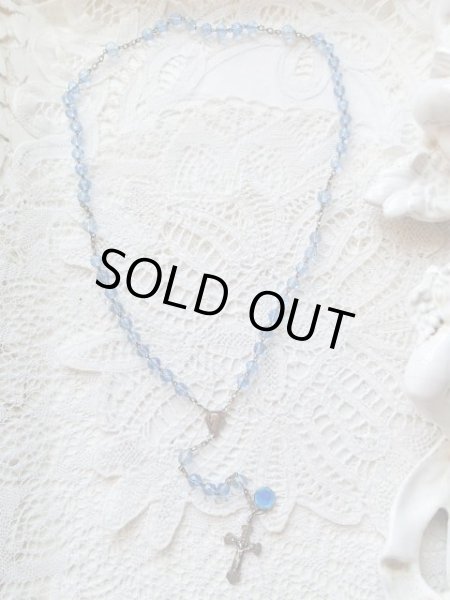 画像8: 【ブルーカットガラス珠シルバー製パーツ】【Karo作】【エナメルメダイ付き】フランス・アンティーク＆ヴィンテージロザリオ (8)