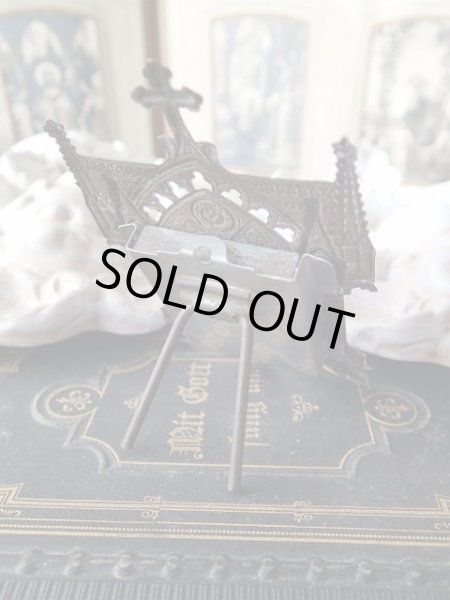 画像11: 【ゴシック聖堂ファサード風観音開き小祭壇スタンド】【ルルドの聖母の聖ベルナデッタ】フランス・アンティーク＆ヴィンテージ聖品 (11)