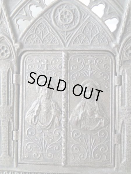 画像7: 【ゴシック聖堂ファサード風観音開き小祭壇スタンド】【ルルドの聖母の聖ベルナデッタ】フランス・アンティーク＆ヴィンテージ聖品 (7)