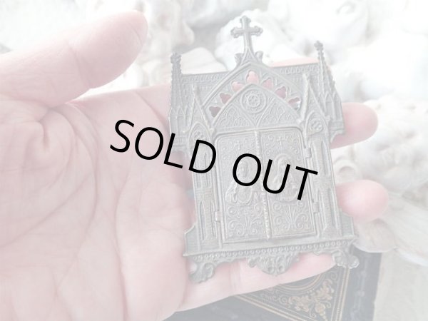 画像14: 【ゴシック聖堂ファサード風観音開き小祭壇スタンド】【ルルドの聖母の聖ベルナデッタ】フランス・アンティーク＆ヴィンテージ聖品 (14)