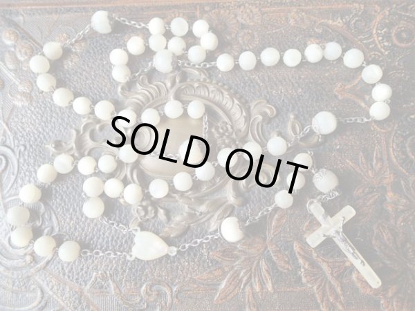 画像3: 【白蝶貝マザーオブパール大珠】【チェーンパーツ類シルバー製】【ハート型白蝶貝】フランス・アンティーク＆ヴィンテージロザリオ (3)