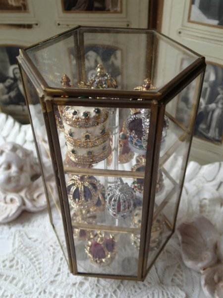 画像13: 【6角柱コレクションガラスキャビネット】【回転式】イタリア・アンティーク品 (13)