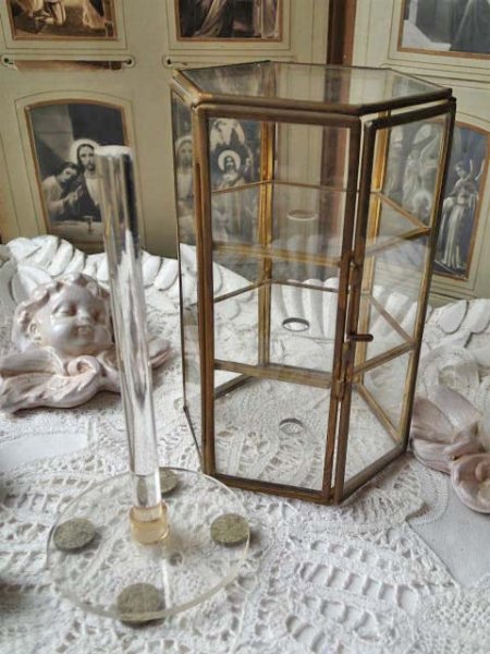 画像10: 【6角柱コレクションガラスキャビネット】【回転式】イタリア・アンティーク品 (10)