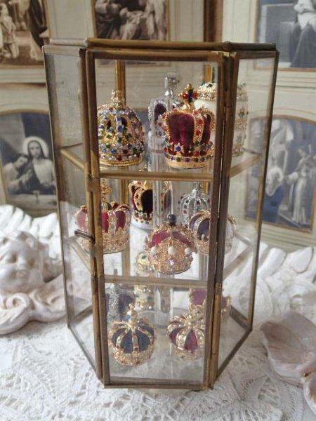 画像11: 【6角柱コレクションガラスキャビネット】【回転式】イタリア・アンティーク品 (11)